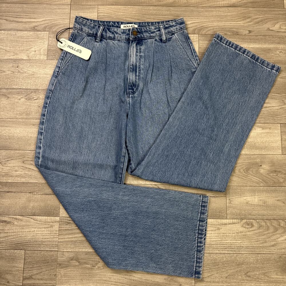 ROLLA'S Medium Blue High-Waist Straight Leg Jeans